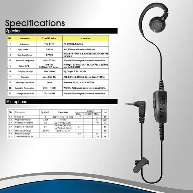 Alt view image 4 of 6 - Klein Electronics CURL 1-Wire Push to Talk Earpiece for Sonim XP3 Phones - IP67 Waterproof, Over-Ear for Hygiene & All-Day Comfort, Swivels C-Ring for Right or Left Ear Use, 3.5 mm Earpiece