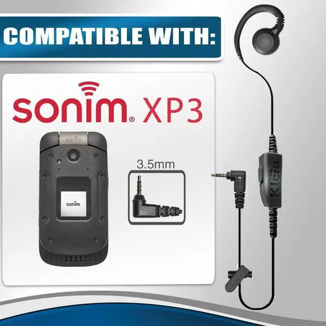 Alt view image 6 of 6 - Klein Electronics CURL 1-Wire Push to Talk Earpiece for Sonim XP3 Phones - IP67 Waterproof, Over-Ear for Hygiene & All-Day Comfort, Swivels C-Ring for Right or Left Ear Use, 3.5 mm Earpiece