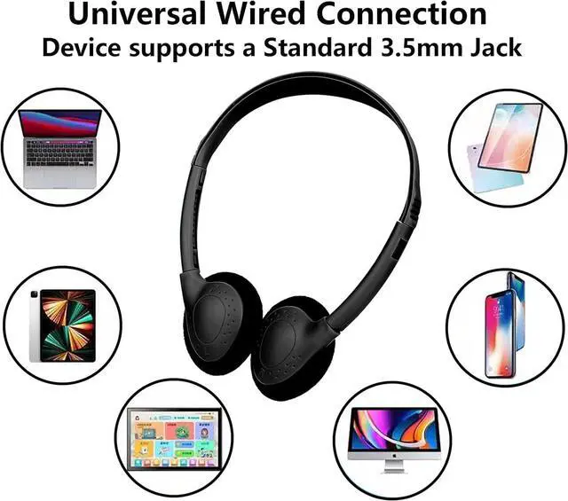Alt view image 4 of 7 - Kids Headphones Bulk for School Classroom 100 Pack,Wholesale Wired Headphones for Kids Students Child Toddler Teens boy Girl 3.5mm Jack for Library Airplane (Black)
