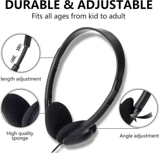 Alt view image 2 of 7 - Kids Headphones Bulk for School Classroom 100 Pack,Wholesale Wired Headphones for Kids Students Child Toddler Teens boy Girl 3.5mm Jack for Library Airplane (Black)