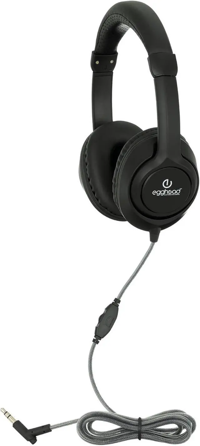 Alt view image 2 of 5 - Egghead® Audio Enhanced Deluxe Headphone with 40mm NdFeb Speakers, Leatherette Ear Cushions, Pivoting Earcups, Adjustable Headband, and Tangle-Free Cord, Pack of 10
