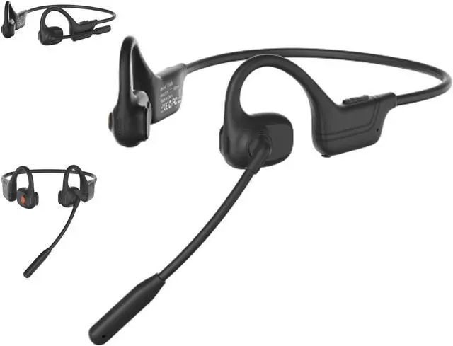 Main image of Lk02 Open Ear Headphones with Microphone, Noise Cancelling Wireless Headset with Mute Button, Designed for Meeting, Home Office,Driving (Black)