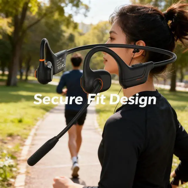 Alt view image 4 of 7 - Lk02 Open Ear Headphones with Microphone, Noise Cancelling Wireless Headset with Mute Button, Designed for Meeting, Home Office,Driving (Black)