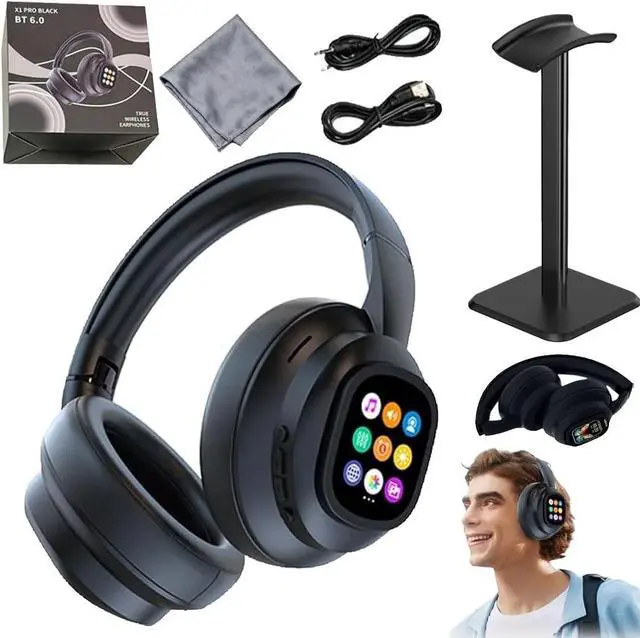 Main image of Hy-X1 Pro Wireless Headphones with Translator and LCD Touch Screen, Ai Hy-X1 Pro Wireless Translation Headphones with Detachable Screen, Fast Charging (1PC)