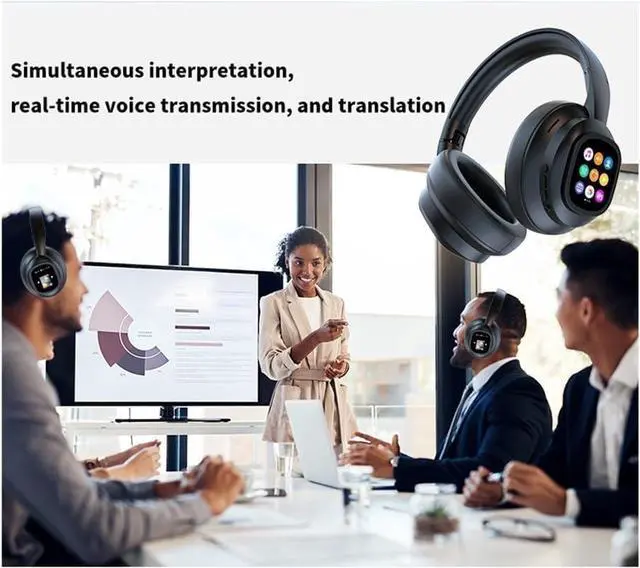 Alt view image 5 of 7 - Hy-X1 Pro Wireless Headphones with Translator and LCD Touch Screen, Ai Hy-X1 Pro Wireless Translation Headphones with Detachable Screen, Fast Charging (1PC)