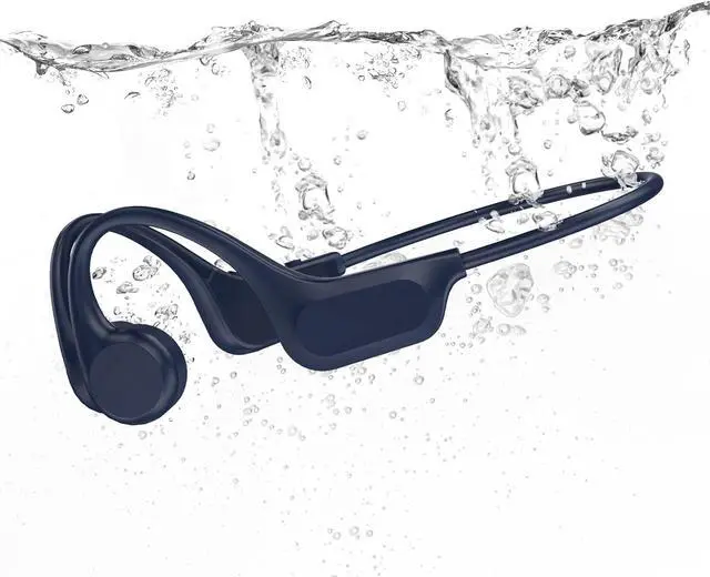 Main image of IP68 Waterproof Bone Conduction Swimming Headphones Open Ear Design Built in 32GB MP3 Player for Swimming,Exercising,Running,Cycling(Blue)