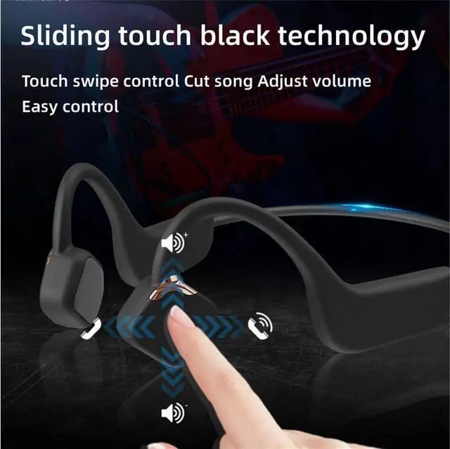 Alt view image 3 of 7 - Stereo Inductivv Bone Conduction Earphones, Lightweight Wireless Headphones, Lightweight Body and Constant Linear Vibration, for Running Cycling Driving Travel,Grey