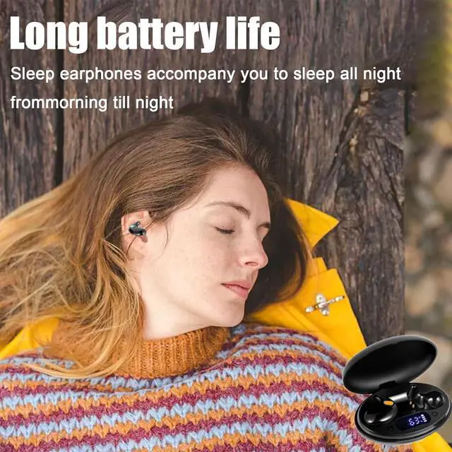 Alt view image 4 of 7 - Sleep Headphones Sleep Headphones Wireless Bluetooth 5.3 Invisible Earbuds Sleep Earbuds Sleep Earbuds for Side Sleepers Noise Cancelling Comfortable Wireless Open Ear Headphones Black