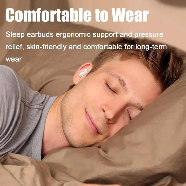 Alt view image 2 of 7 - Sleep Headphones Sleep Headphones Wireless Bluetooth 5.3 Invisible Earbuds Sleep Earbuds Sleep Earbuds for Side Sleepers Noise Cancelling Comfortable Wireless Open Ear Headphones Black