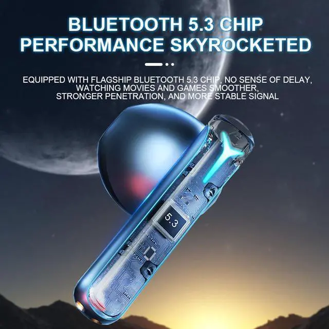 Alt view image 5 of 6 - Wireless Earbuds Bluetooth V5.3 Headphones,Low- Latency Gaming Gaming in-Ear Headphones,ENC Intelligent Noise Cancellation,24- Hour Playback Time with Rotating Charging Compartment-Pink