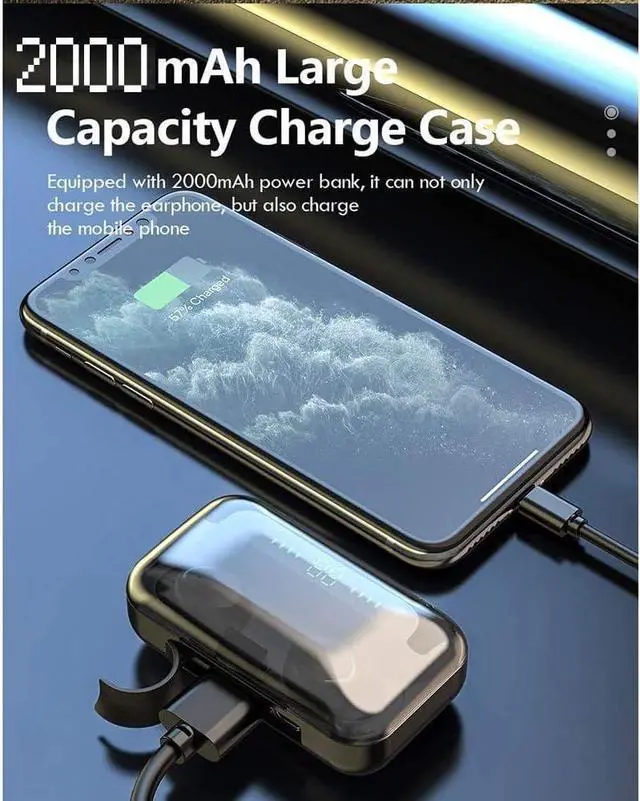 Alt view image 4 of 7 - Wireless Earbuds Bluetooth Headphones Touch Control with Wireless Charging Case IPX4 Waterproof Stereo Earphones in-Ear Built-in Mic Headset