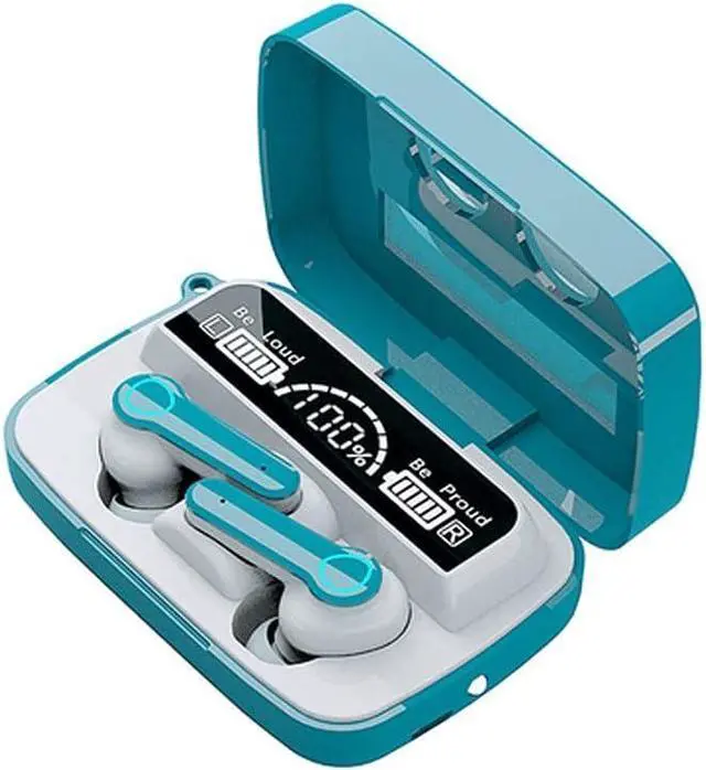 Alt view image 4 of 7 - Wireless Noise Cancelling Earbuds  Built-in Microphone, IPX4 Rating, Sweat Resistant Earphones, Class 1 Bluetooth Headphones - Black, Blue, Green, Pink(Blue)