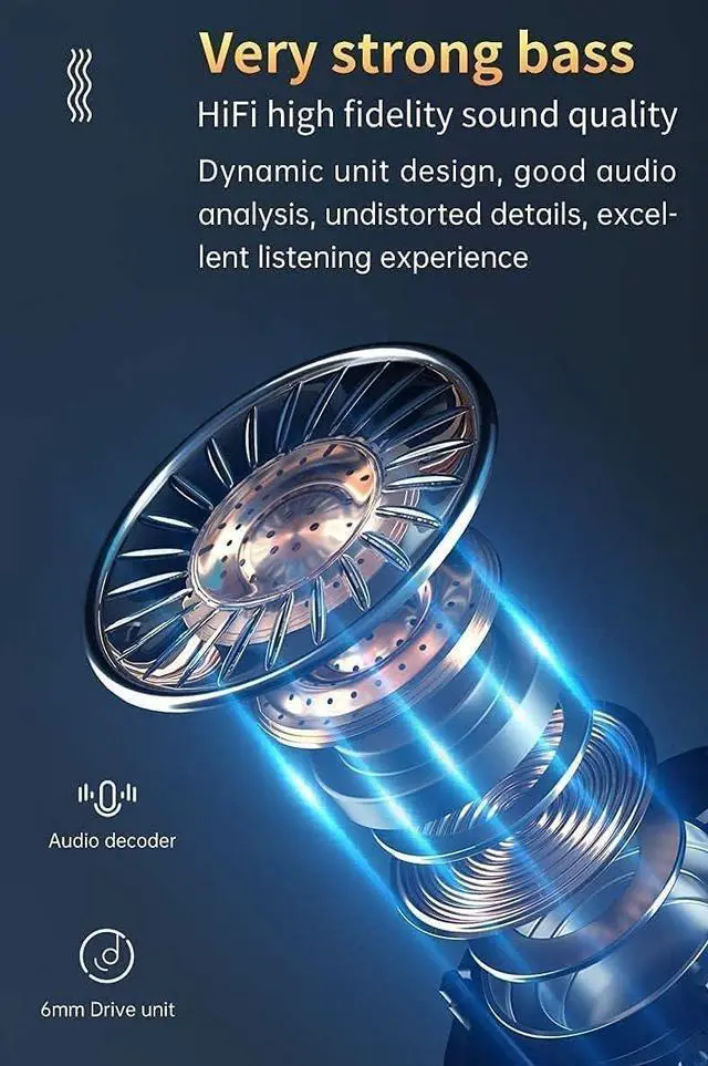 Alt view image 7 of 7 - Wireless Noise Cancelling Earbuds  Built-in Microphone, IPX4 Rating, Sweat Resistant Earphones, Class 1 Bluetooth Headphones - Black, Blue, Green, Pink(Blue)