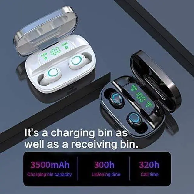 Alt view image 3 of 6 - Wireless Earbuds, Bluetooth Wireless Headphones with Digital Intelligence LED Display Stereo Sound Headset Built-in Mic Noise-Canceling in-Ear Earphones Bluetooth 5.0 Headphones(White)