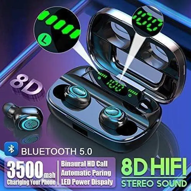 Alt view image 5 of 6 - Wireless Earbuds, Bluetooth Wireless Headphones with Digital Intelligence LED Display Stereo Sound Headset Built-in Mic Noise-Canceling in-Ear Earphones Bluetooth 5.0 Headphones(White)