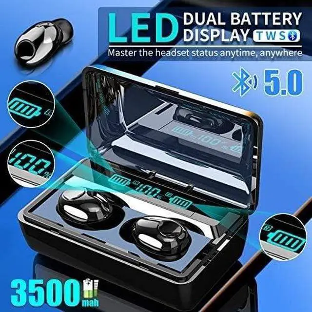 Alt view image 3 of 6 - Wireless Earbuds, Call Noise Canceling & Wireless Charging Case, IPX7 Waterproof Bluetooth Headphones, Playtime Headset, Stereo Mini Cordless