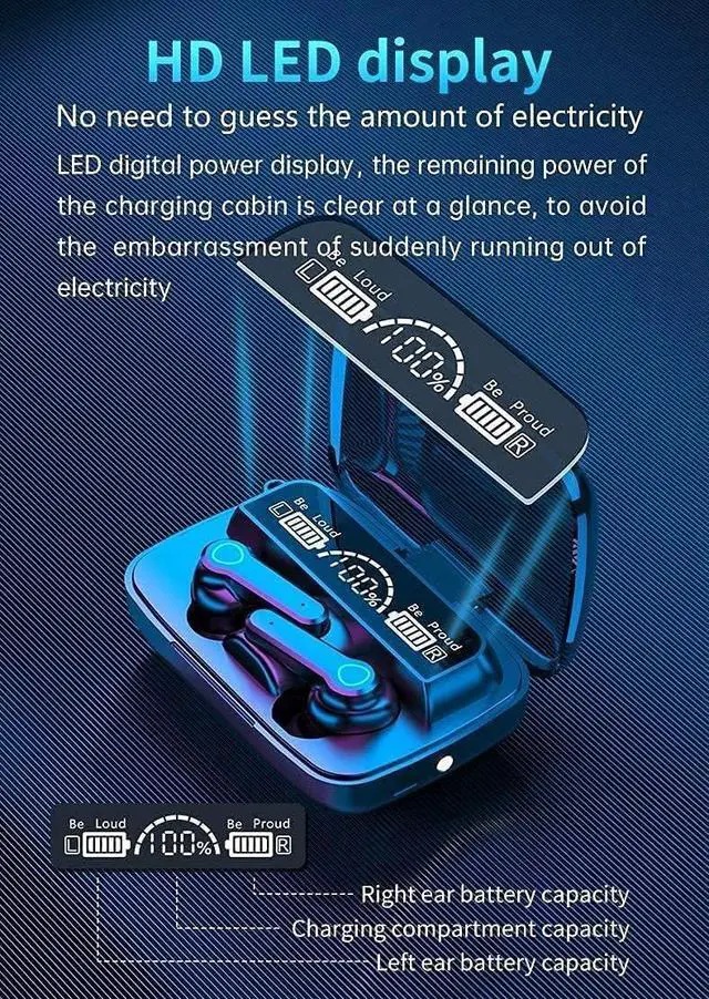 Alt view image 6 of 7 - Wireless Noise Cancelling Earbuds  Built-in Microphone, IPX4 Rating, Sweat Resistant Earphones, Class 1 Bluetooth Headphones - Black, Blue, Green, Pink(Blue)