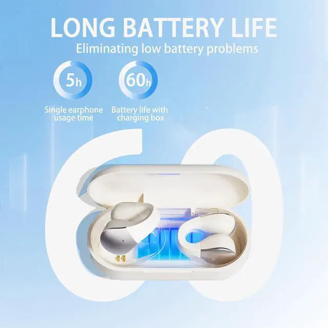 Alt view image 7 of 7 - Open Ear Earbuds,Comfort Clip on Earbuds,Open Ear Headphones,Open Earbuds,Clip on Headphones,Open Ear Bluetooth Headphones 3D Bilateral Stereo & Fingerprint Touch Control Wireless Headphones, black