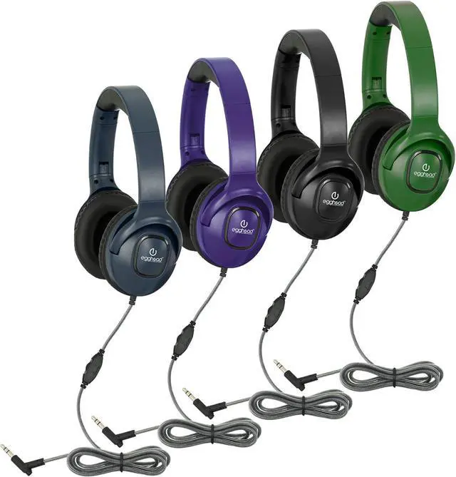 Alt view image 5 of 5 - Egghead Premium Foldable Headphone with Padded Ear Cushions, Adjustable Headband, Pivoting Earcups, Tangle-Resistant Cord, and Storage Bag, Pack of 10