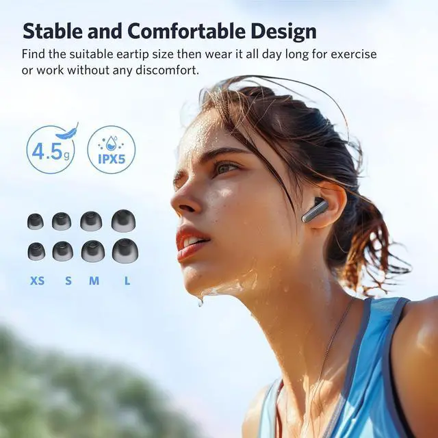 Alt view image 7 of 7 - EarFun Air Pro 3 Noise Cancelling Earbuds, Qualcomm® aptX Adaptive Sound, 6 Mics CVC 8.0 ENC Air 2 NC Wireless Earbuds, Adaptive Hybrid Noise Cancelling Earbuds, 6 Mics AI ENC Call