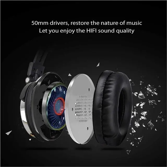 Alt view image 2 of 7 - Active Noise Cancelling Headphones, Over Ear Headphones, Hi-Res Audio, Deep Bass, Memory Foam Ear Cups, for Travel, Home Office(Black)