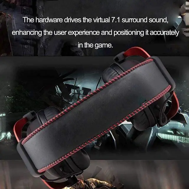 Alt view image 2 of 6 - Head-Mounted Gaming Headset Wired,Noise Reduction with Microphone Notebook Desktop Computer Headset (Color : Red)