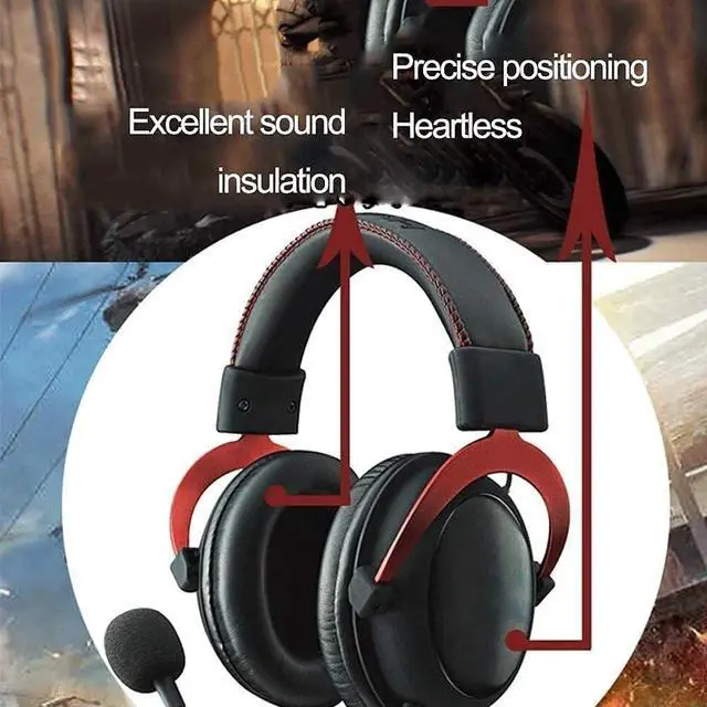 Alt view image 4 of 6 - Head-Mounted Gaming Headset Wired,Noise Reduction with Microphone Notebook Desktop Computer Headset (Color : Red)