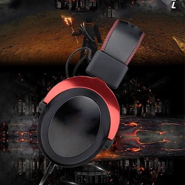 Alt view image 5 of 6 - Head-Mounted Gaming Headset Wired,Noise Reduction with Microphone Notebook Desktop Computer Headset (Color : Red)