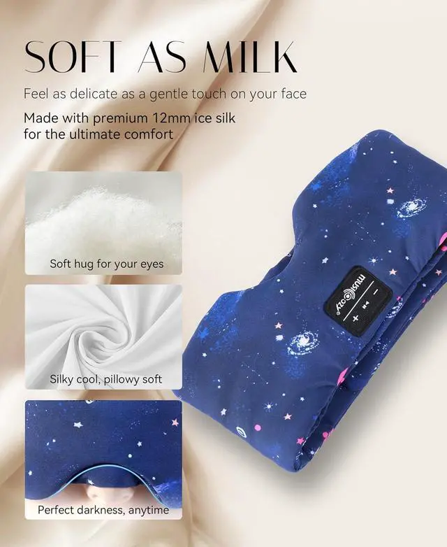 Alt view image 6 of 7 - MUSICOZY Sleep Headphones Bluetooth Sleep Mask with Headphones Eye Mask Wireless Bluetooth 5.4 with Adjustable Headband