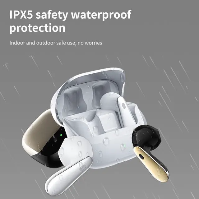 Alt view image 7 of 7 - IKXO Wireless Earbuds Bluetooth V5.3 Headphones,ANC+ENC Six-Microphone Talking Noise-Canceling Noise-Absorbing Wind-Dampening Headset,36H Playtime,IPX5 Waterproof Earphones for Gaming,Work,Off-White