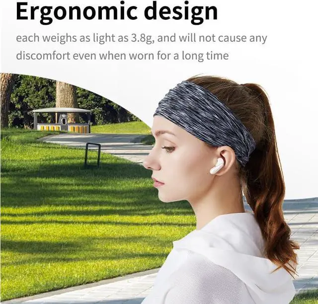 Alt view image 6 of 7 - IKXO Wireless Earbuds Bluetooth V5.3 Headphones,ANC+ENC Six-Microphone Talking Noise-Canceling Noise-Absorbing Wind-Dampening Headset,36H Playtime,IPX5 Waterproof Earphones for Gaming,Work,Off-White