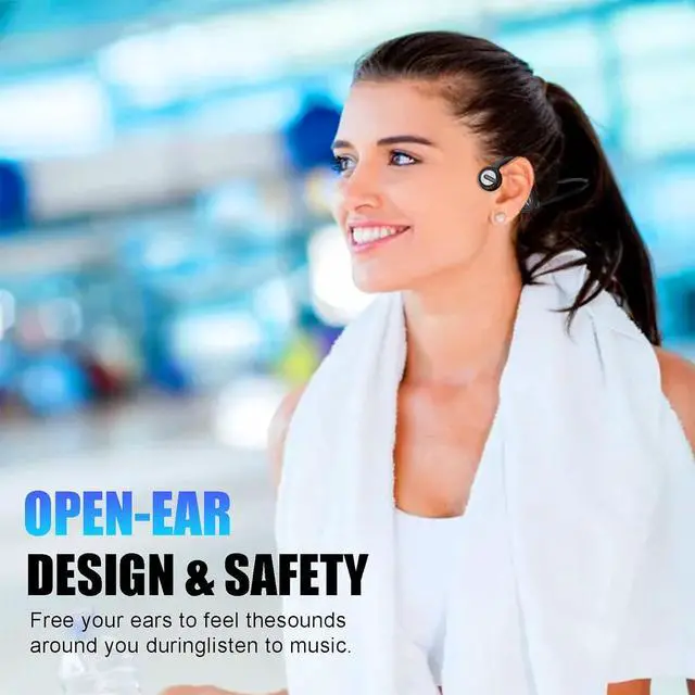 Alt view image 2 of 7 - Waterproof Bone Conduction Headphones Bone Conduction Headphones-Waterproof Headphones for Swimming Open Ear Headphones 16GB MP3 Player,IP68,Swimming Headphones Up to 8 Hours Battery red