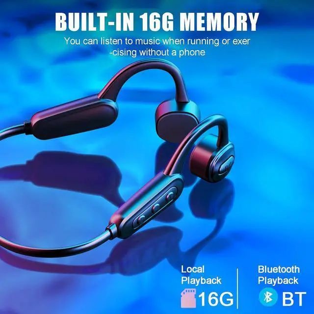 Alt view image 7 of 7 - Waterproof Bone Conduction Headphones Bone Conduction Headphones-Waterproof Headphones for Swimming Open Ear Headphones 16GB MP3 Player,IP68,Swimming Headphones Up to 8 Hours Battery red