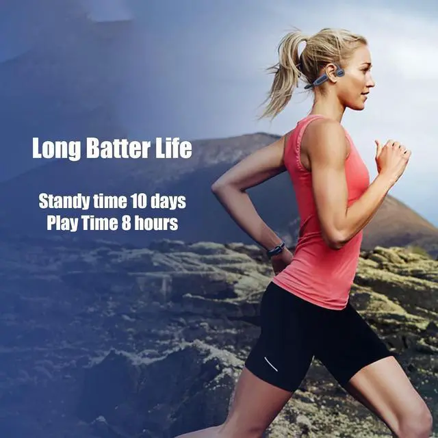 Alt view image 3 of 7 - Bone Conduction Headphones Bone Conduction Waterproof Headphones Bone Conduction Headphones Swimming Cycling/Swimming/Running/Fitness Waterproof Sweatproof Open Ear Dustproof(red)