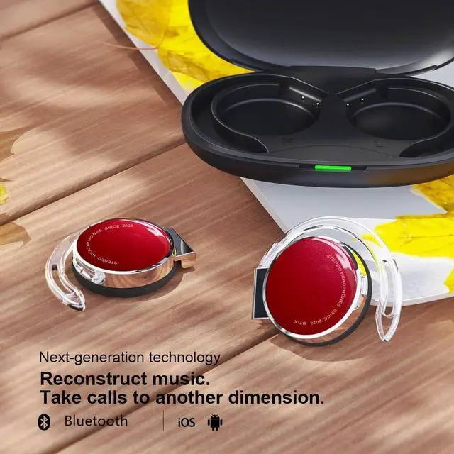 Alt view image 6 of 6 - Open Ear Headphones Bluetooth V5.3, Over Ear Headphones Wireless with Earhooks,Clip on Earphones with 4 Microphones,Noise Cancelling On Ear Headphones,Open Ear Headphones Wireless for Running/Sports