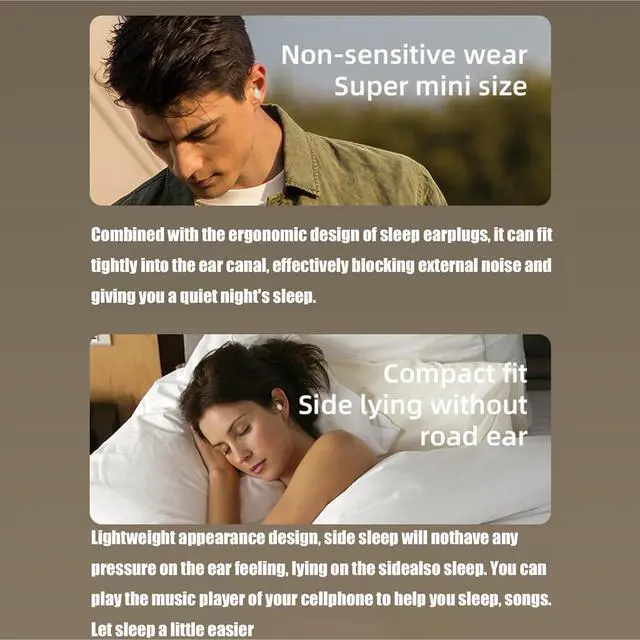 Alt view image 7 of 7 - Sleep Earbuds Headphones for Sleep Earbuds for Side Sleepers Noise Blocking Earbuds for Sleep Comfortable Fit for Insomnia Side Sleeper Snoring Air Travel MeditationWhite