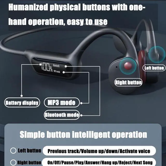 Alt view image 3 of 7 - Waterproof Headphones for Swimming Bone Conduction Headphones Bluetooth 5.3 32GB MP3 IPX8 Waterproof Lightweight for Bluetooth Earphones Running,Open-Ear Comfort,Swimming Stable to wear