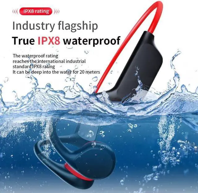 Alt view image 5 of 7 - Waterproof Headphones for Swimming Bone Conduction Headphones MP3 IPX8 Waterproof Lightweight for Bluetooth Earphones Running,High Capacity,Swimming Stable to wear Bluetooth 5.3 32GB