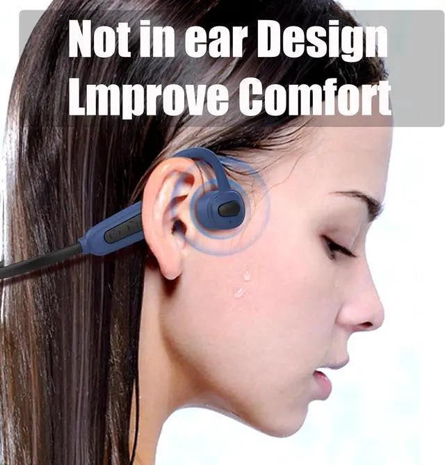 Alt view image 7 of 7 - Bone Conduction Headphones Swimmingwith MicrophoneSwimming Bone Conduction Headphones Bluetooth 5.0 IPX8 Waterproof Lightweight for Bluetooth Earphones Stable to wear 16GB MP3