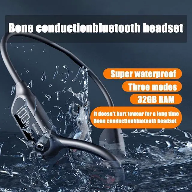 Alt view image 6 of 7 - Waterproof Headphones for Swimming Bone Conduction Headphones Bluetooth 5.3 32GB MP3 IPX8 Waterproof Lightweight for Bluetooth Earphones Running,Open-Ear Comfort,Swimming Stable to wear