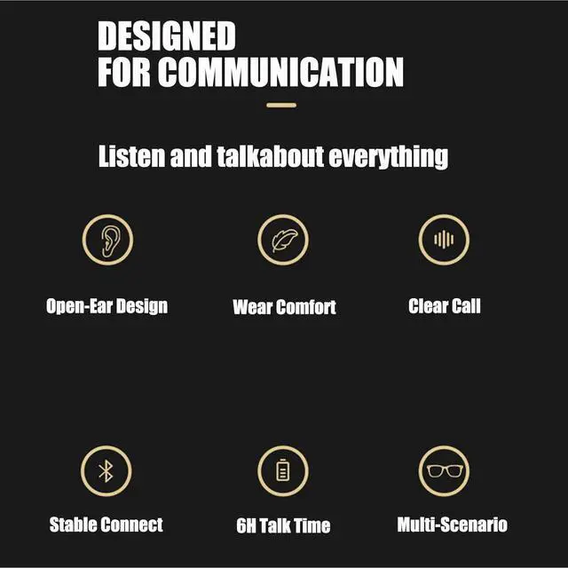 Alt view image 2 of 7 - Bluetooth Headset with Microphone Open Ear Headphones Wireless Bluetooth 5.2 Open-Back Headphones with Noise-canceling Microphone Intimate Buttons IPX5 6 Hours of Talk time