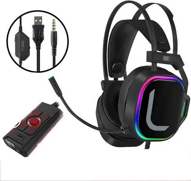 Alt view image 7 of 7 - Wired Gaming Headset, Computer Headphones with Microphone/Mic Noise Cancelling, Headset with Noise Canceling Mic - Black