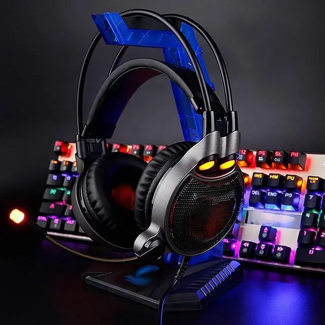 Alt view image 6 of 6 - Gaming Headset with Microphone,Head Set Gaming Headsets with Surround Sound Stereo, Headset with Noise Canceling Mic & LED Light Headset with Headset Stand Accessories (Color : Blue)