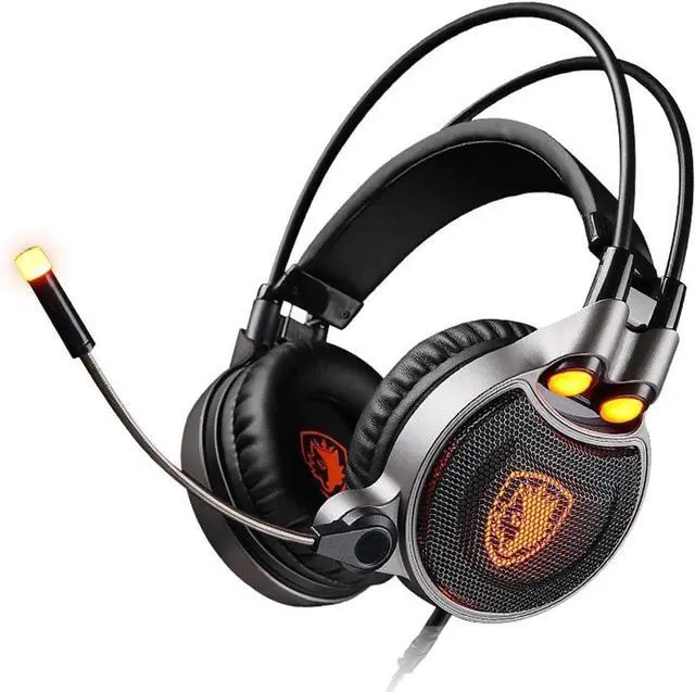 Main image of Gaming Headset with Microphone,Head Set Gaming Headsets with Surround Sound Stereo, Headset with Noise Canceling Mic & LED Light Headset with Headset Stand Accessories (Color : Orange)