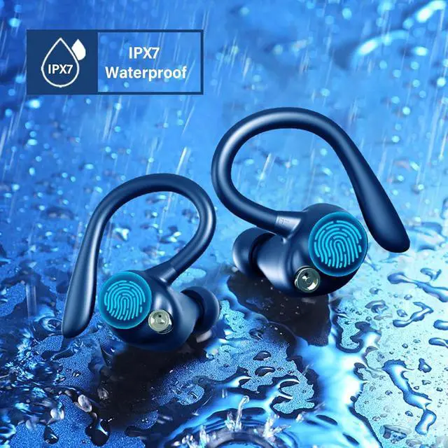 Alt view image 3 of 7 - wireless earbuds workout earbud over ear running headphones with ear hooks 60Hrs playtime LED power display, IPX7 waterproof earbuds for android 13MM bass premium sound gym headphones (Black)