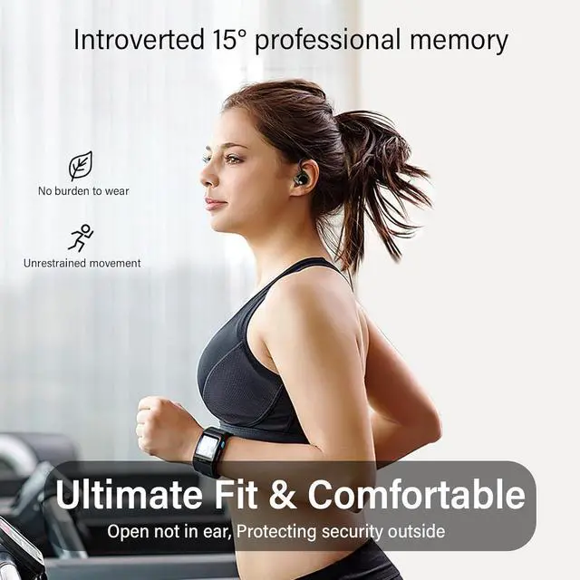 Alt view image 6 of 7 - wireless earbuds workout earbud over ear running headphones with ear hooks 60Hrs playtime LED power display, IPX7 waterproof earbuds for android 13MM bass premium sound gym headphones (Black)