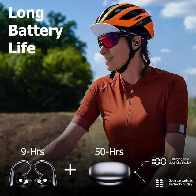 Alt view image 7 of 7 - wireless earbuds workout earbud over ear running headphones with ear hooks 60Hrs playtime LED power display, IPX7 waterproof earbuds for android 13MM bass premium sound gym headphones (Black)