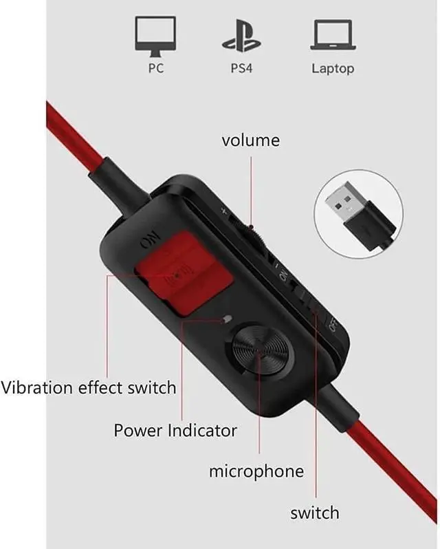 Alt view image 4 of 6 - Gaming Headset with Microphone, 7.1 Virtual Surround Sound Over Ear Headphones Soft Memory Earmuffs,The Earcups Were Designed with The Stylish LED Light Suitable for Those Who Like To Play Game