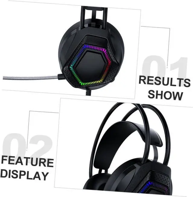 Alt view image 4 of 7 - PC Headphones Wired Headphone Wired Earphones Computer Headset Computer Gaming Headset Wired Headset Home Headset Computer Gaming Headphone Over-Ear Headset Stereo Eat Chicken