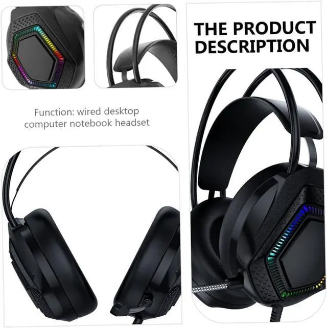 Alt view image 5 of 7 - PC Headphones Wired Headphone Wired Earphones Computer Headset Computer Gaming Headset Wired Headset Home Headset Computer Gaming Headphone Over-Ear Headset Stereo Eat Chicken